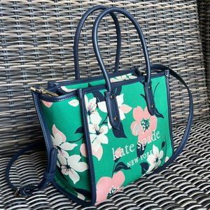Kate Spade Green and Pink Floral Tote